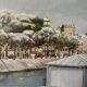 Oil on canvas by Lucien Cormier The Washhouse Boats Nantes 2009