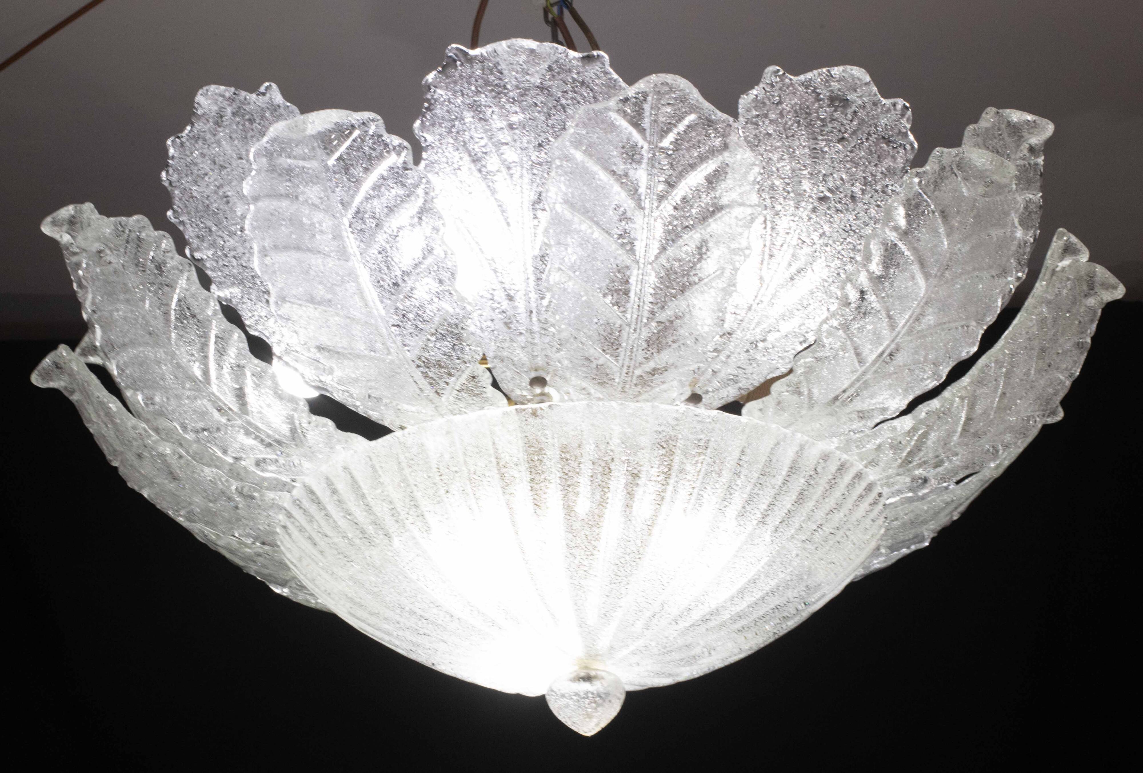 Verona, Large Size Murano Clear trasparent Vintage Glass Ceiling Light, 197