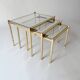 nesting tables in gold metal and mirror vintage 1970s design