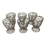 Six metal spiral egg cups