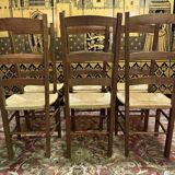 6 high-backed straw chairs