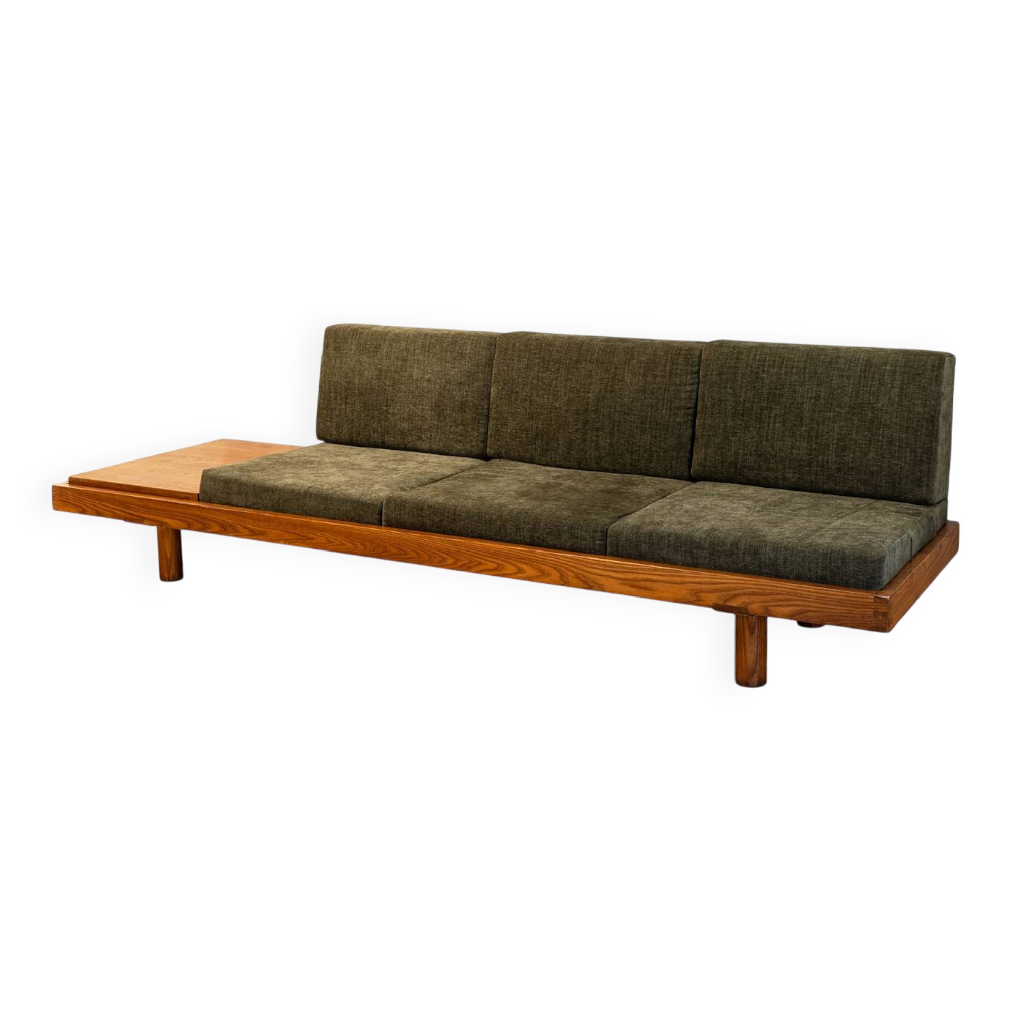 Pierre Chapo. "L09" three-seater bench in blonde elm. 1990s.