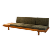 Pierre Chapo. "L09" three-seater bench in blonde elm. 1990s.