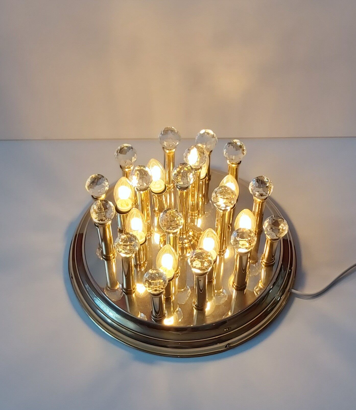 Brass plafond with Swarovski crystals, 1970s