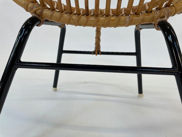fauteuil en rotin vintage par Dirk van Sliedregt Rohe Noordwolde 1960 des Pays-Bas