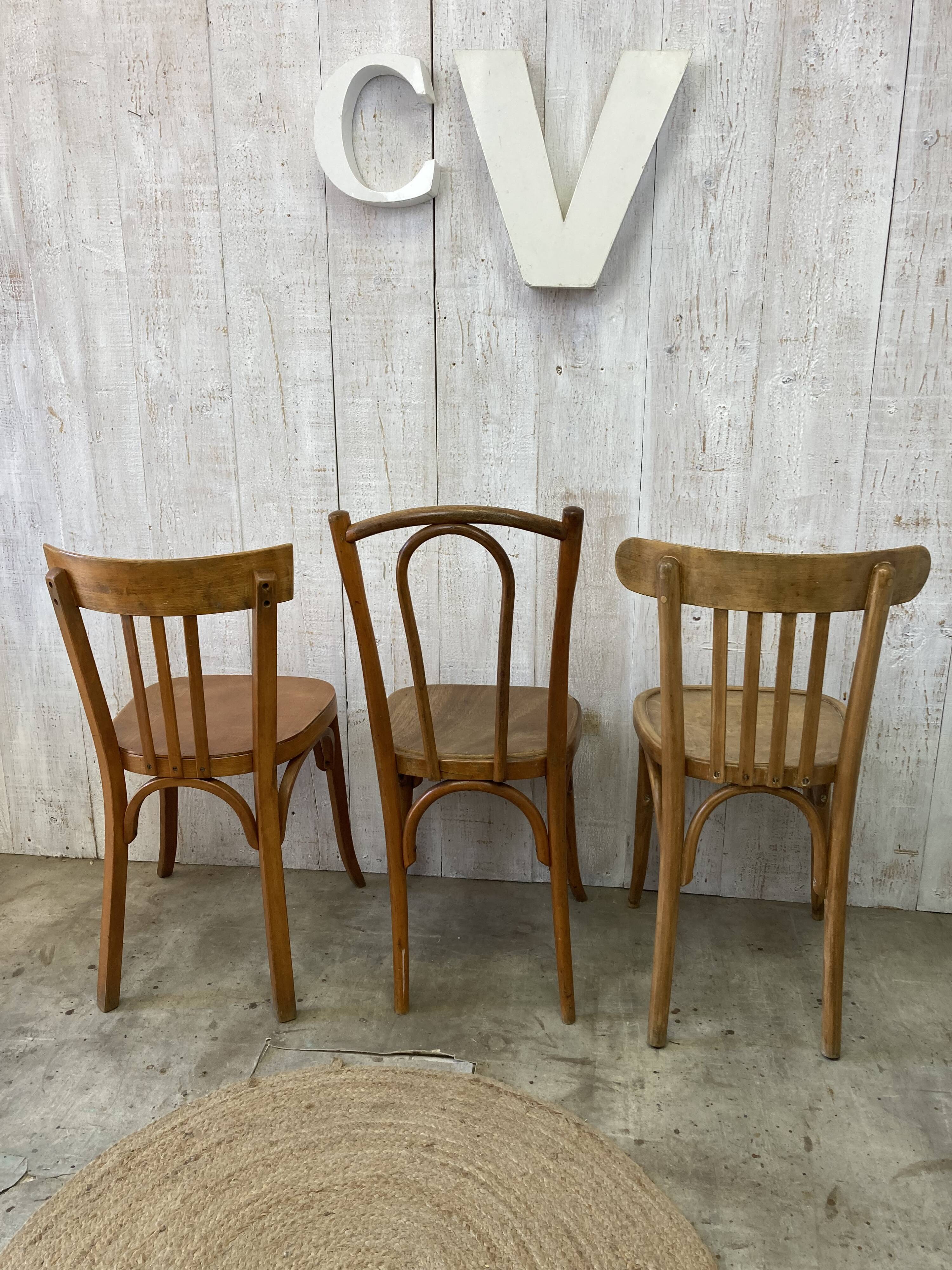 set of 3 mismatched bistro chairs