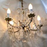 Chandelier with 5 lights in bronze and crystal
