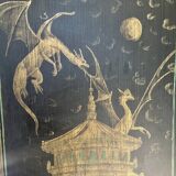 Three-leaf wooden screen