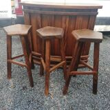 Bar and 3 stools rustic