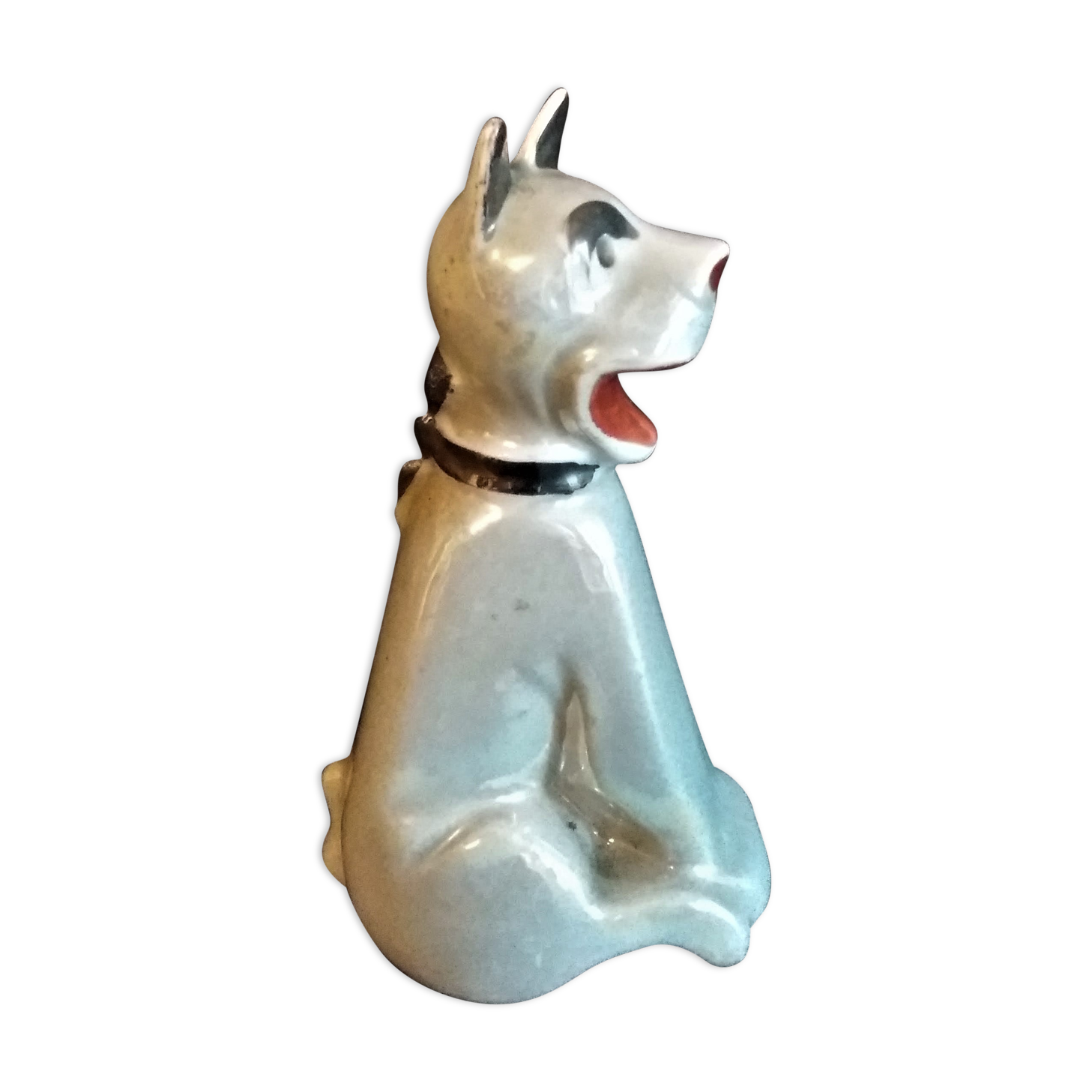 Card holder door porcelain menu dog Art Deco Limoges France