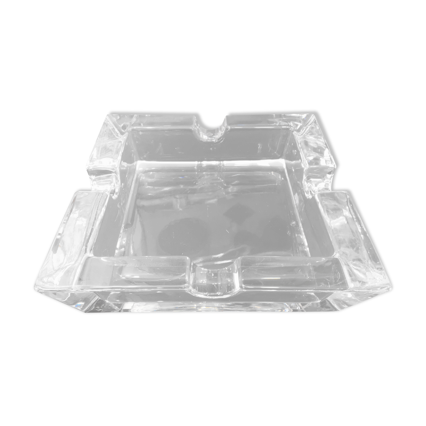 Imposing minimalist vintage crystal ashtray from the 70s
