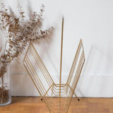 Vintage magazine holder in gold metal