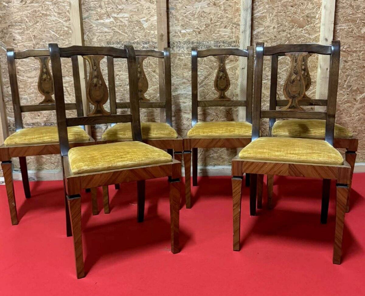Set of 6 inlaid chairs – Biedermeier / Restoration style