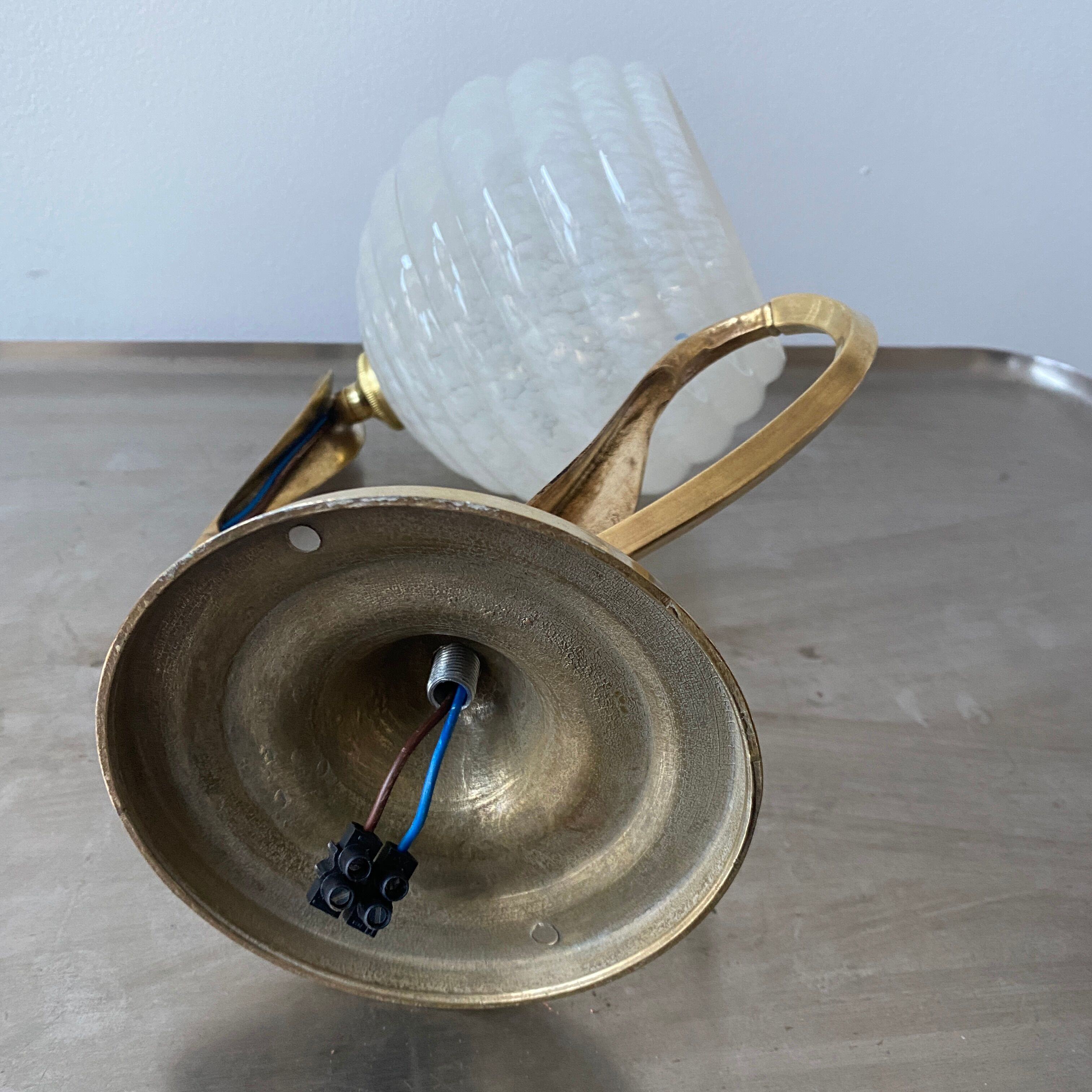 Lot 2 old vintage clichy glass sconces