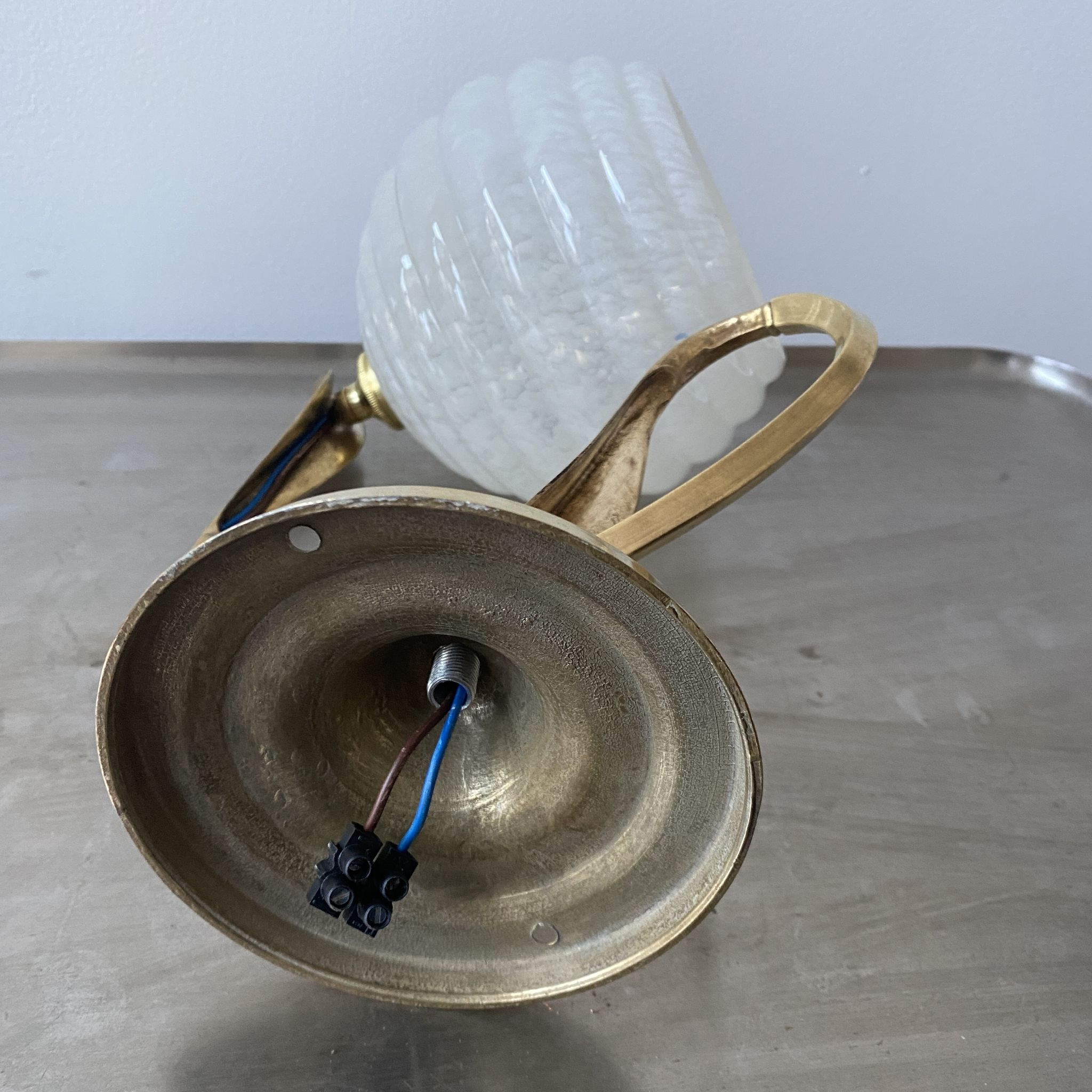 Lot 2 old vintage clichy glass sconces