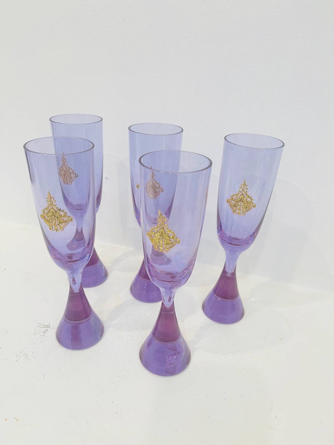 5 Orientalist champagne coupes, circa 1970