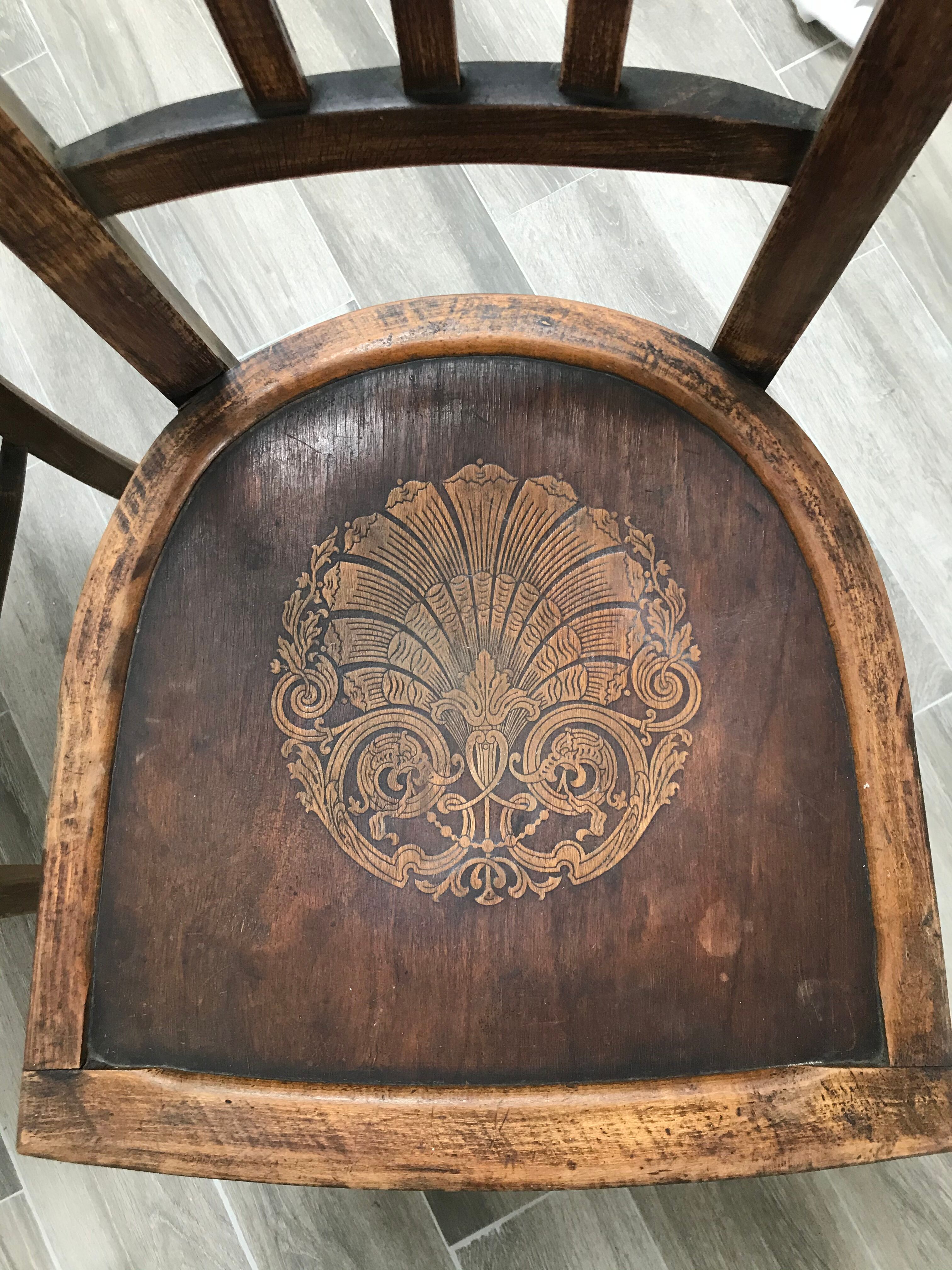 Engraved 1930 bistro chair