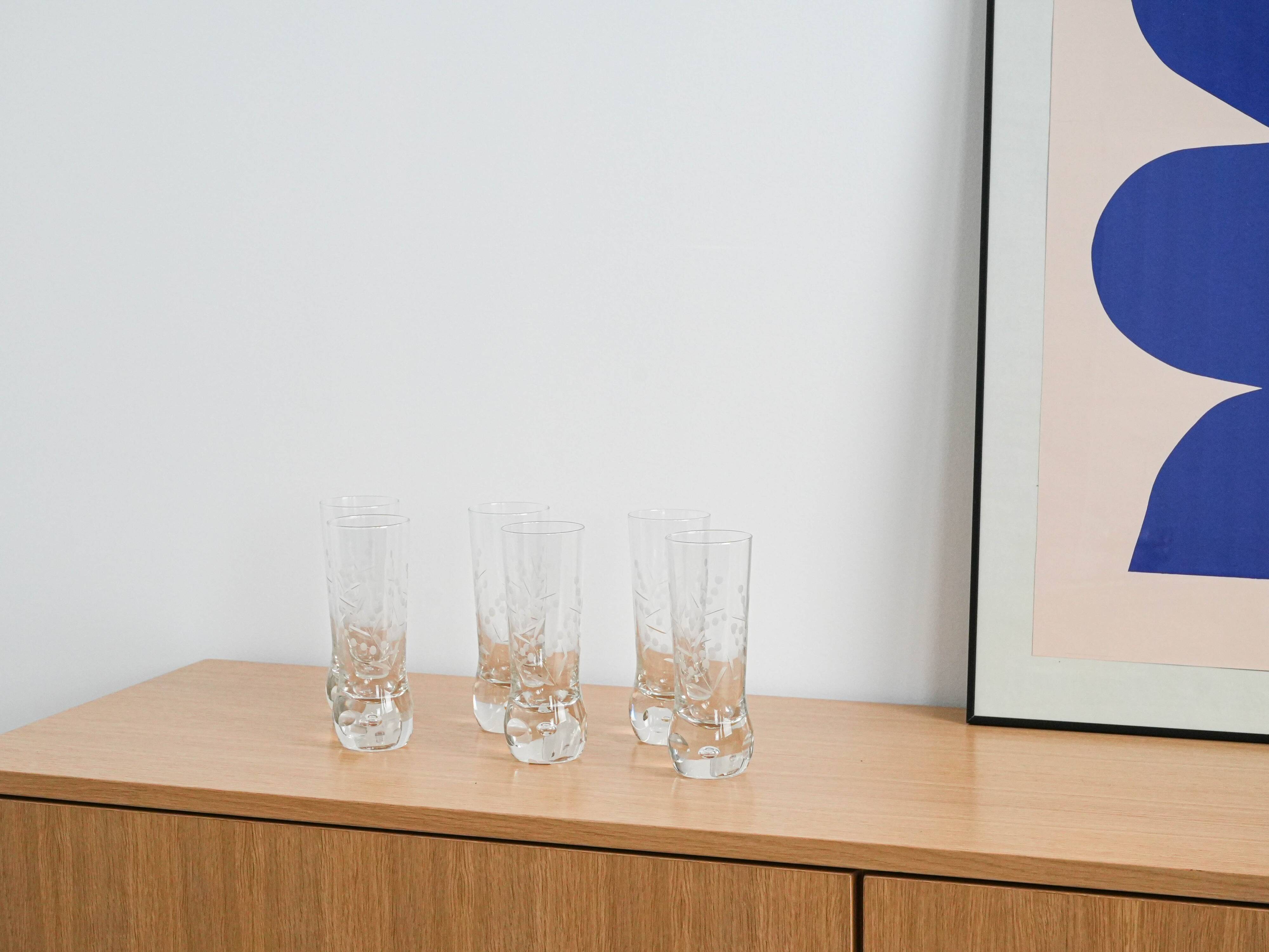 Set of six glasses, Italian design, 1970s, made in Italy