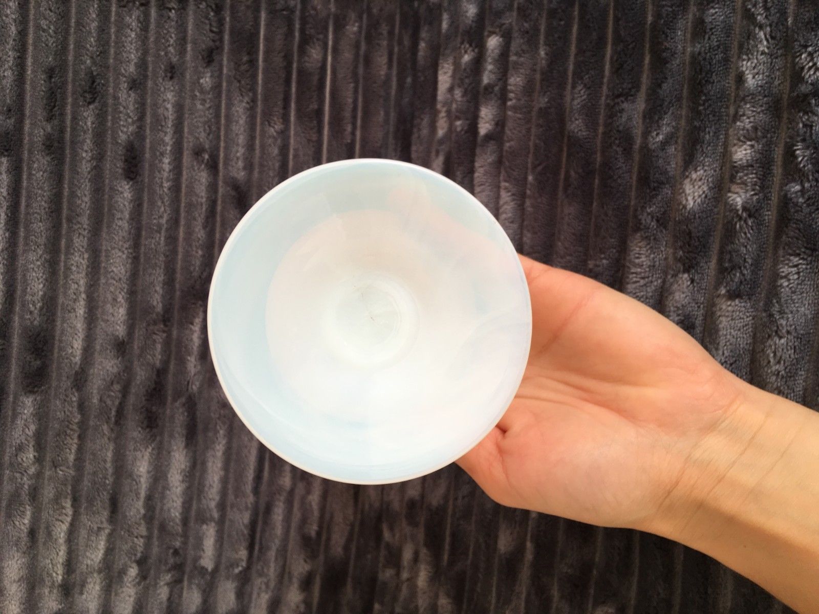 Glass design vase in matte opalescent white glass