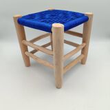 Wooden Stool with Hand Woven Seat - Unique Piece