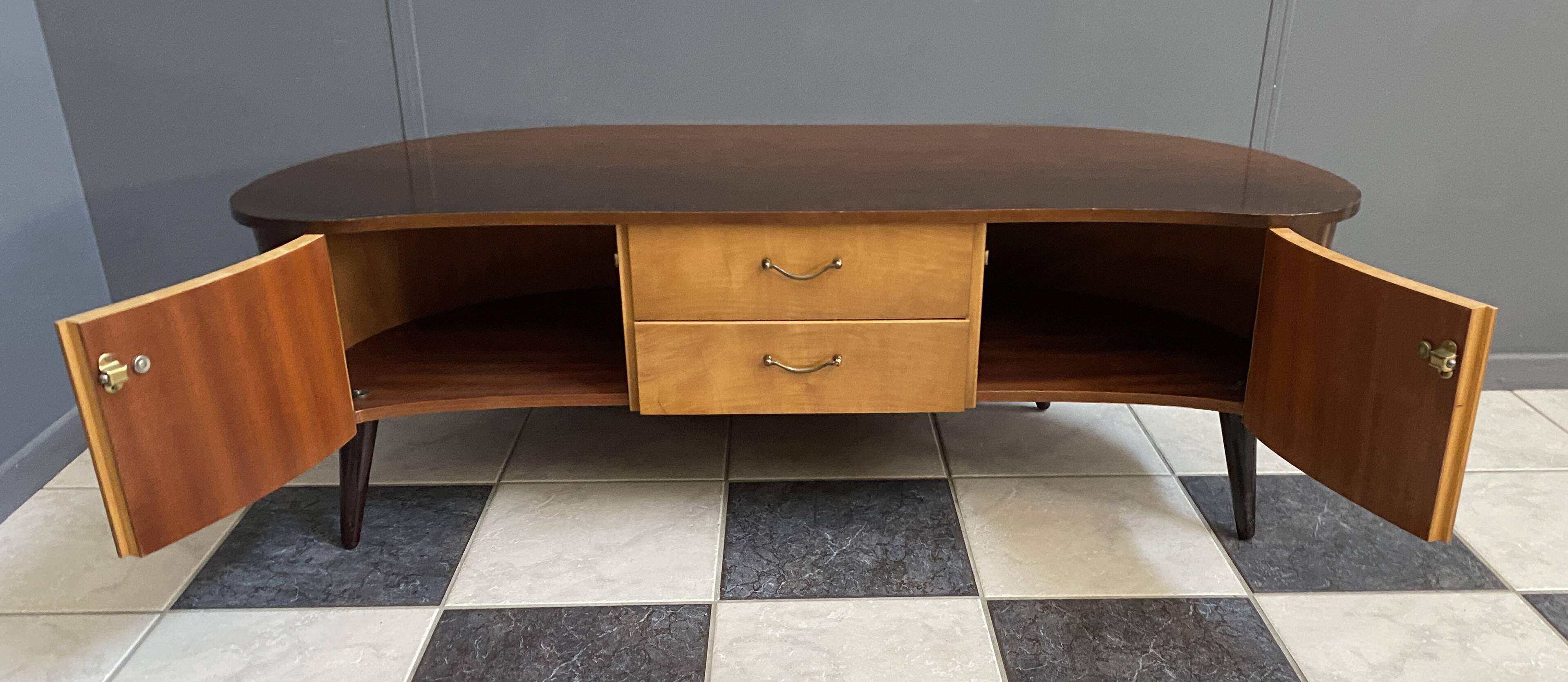 1960s kidney-shaped sideboard in two-tone wood