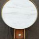 French hot water bottle table in Louis XVI style (1890); marble top and bronze gallery