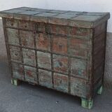 Old blue wooden chest