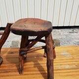 Table and 6 brutalist stools 1970