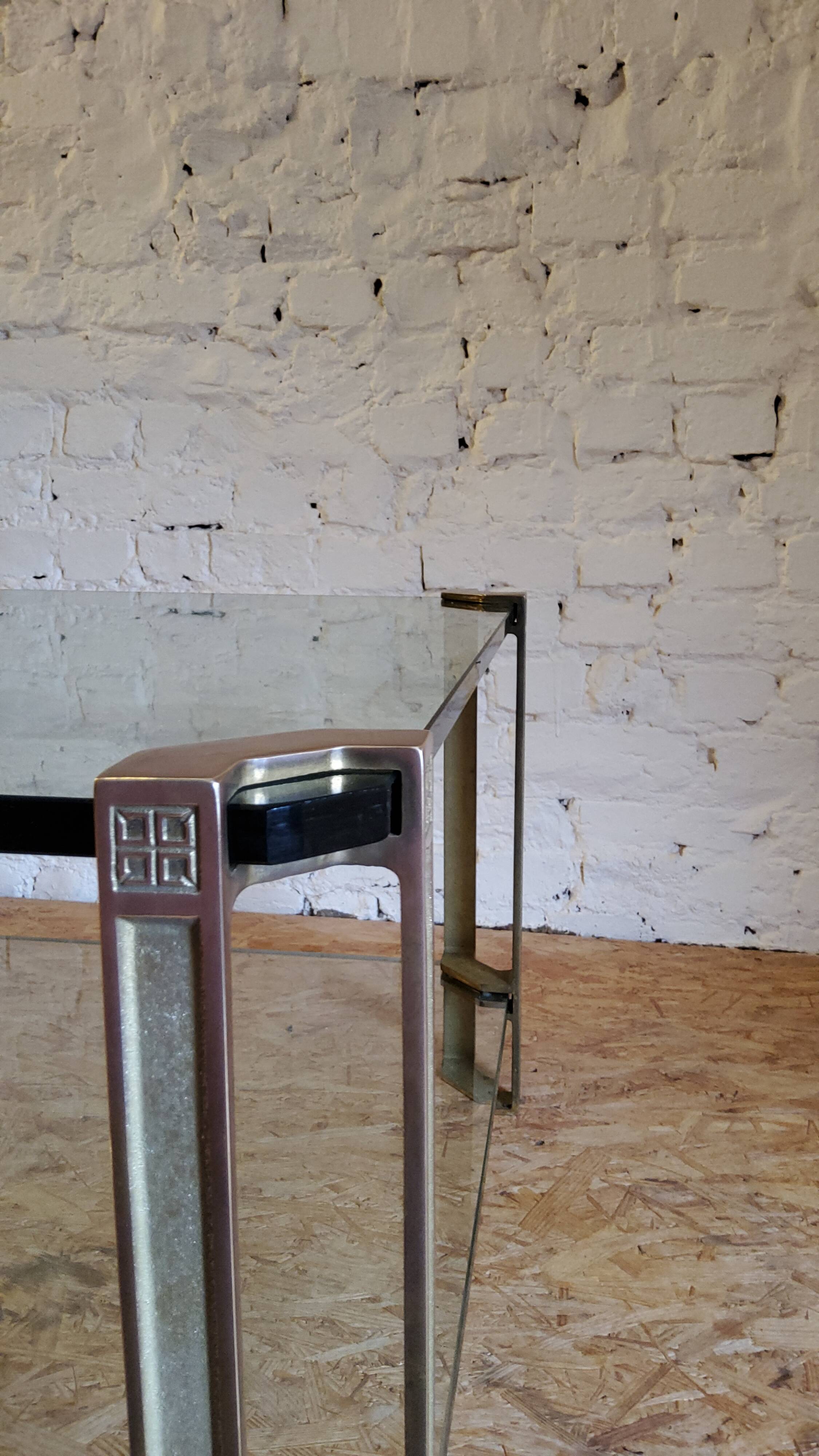 Glass and brass coffee table by Peter Ghyczy, Netherlands 1970s
