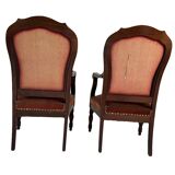 Pair of Louis Philippe armchairs in solid mahogany
