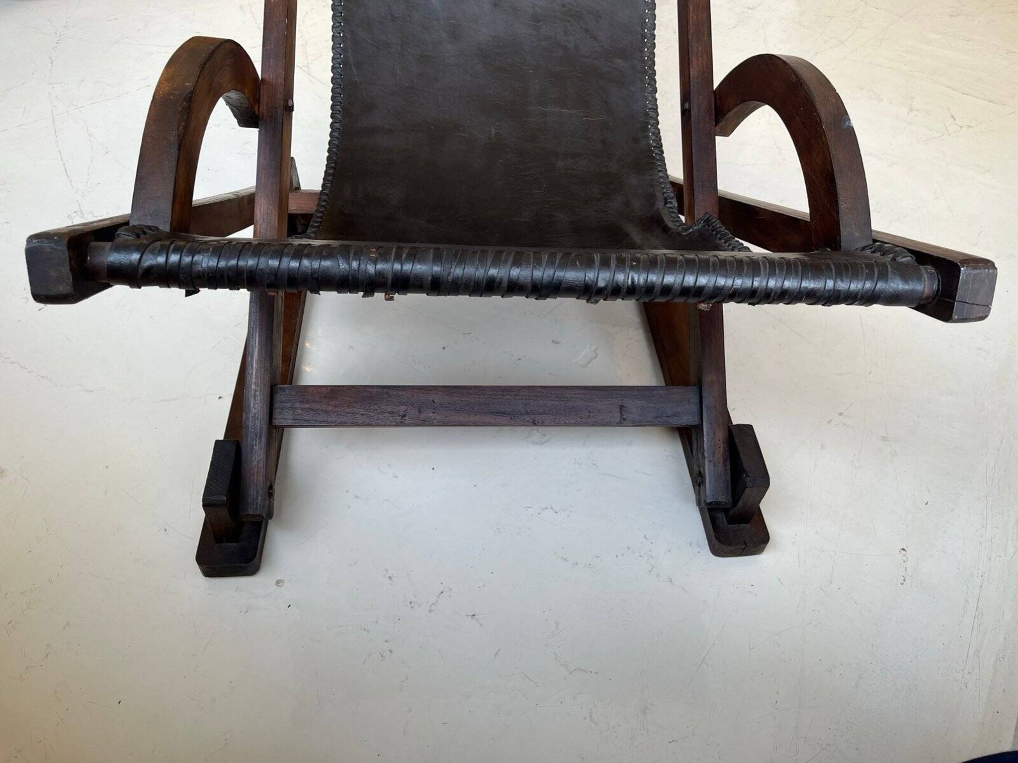 Vintage leather sling chair, 1980s