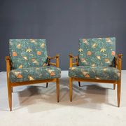 Pair of lounge armchairs mid century modern upholstered 1960s Czechoslovaki