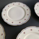 6 Paris porcelain plates, "A la Reine" model, 1890, Damon