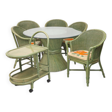 Salon en rotin par Maugrion, 1980