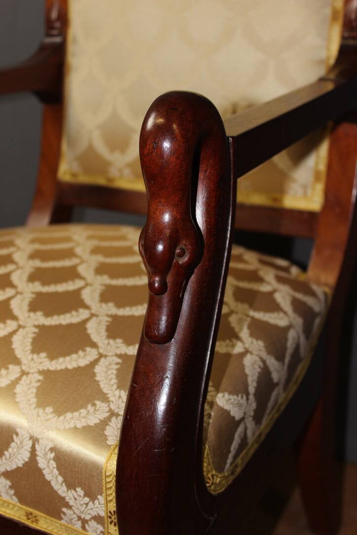 Empire Swan Neck Armchair in Mahogany, Early 19th Century