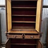 Two-body buffet in solid oak, richly carved in the Renaissance style.