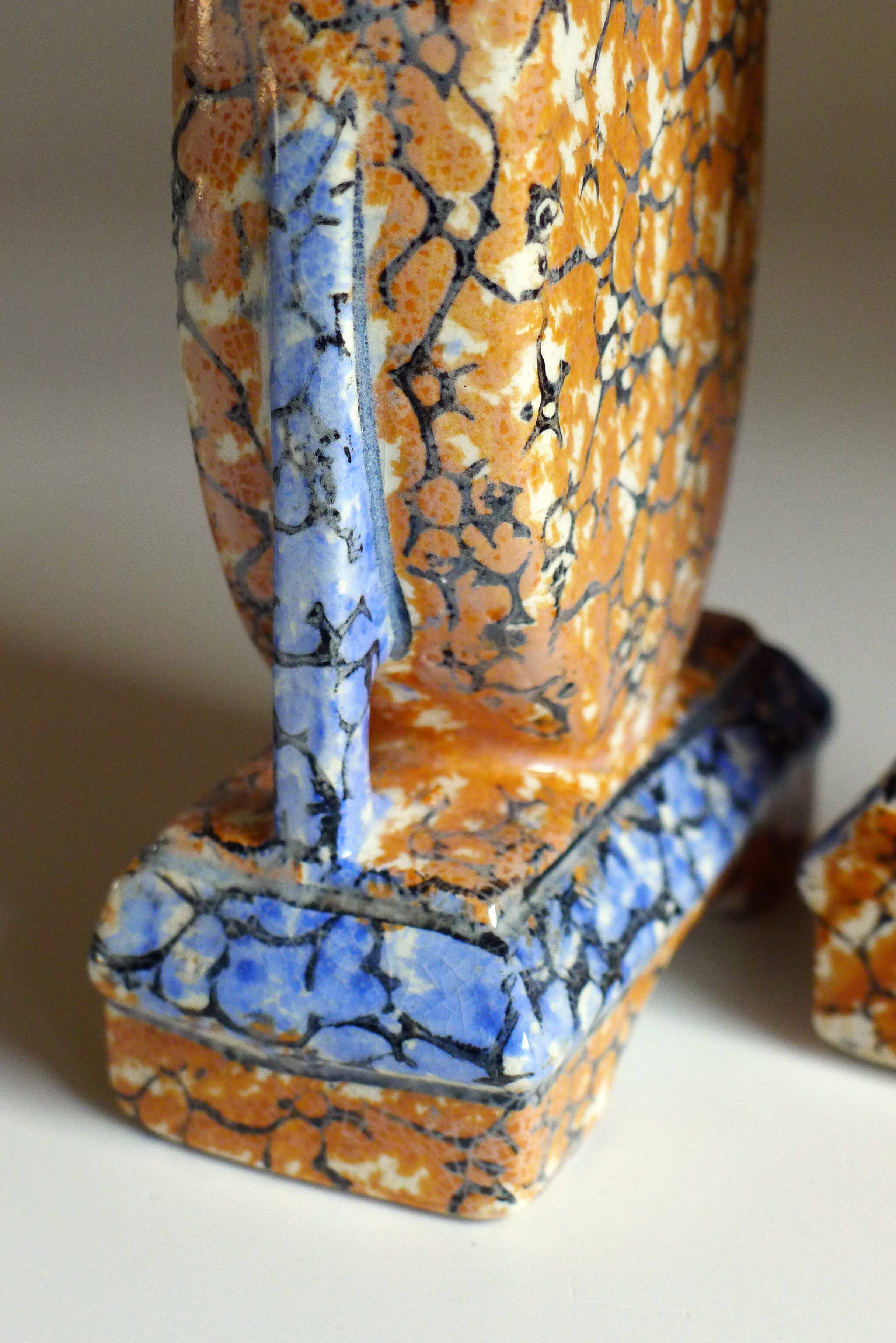 Pair of Art Deco marbled vases