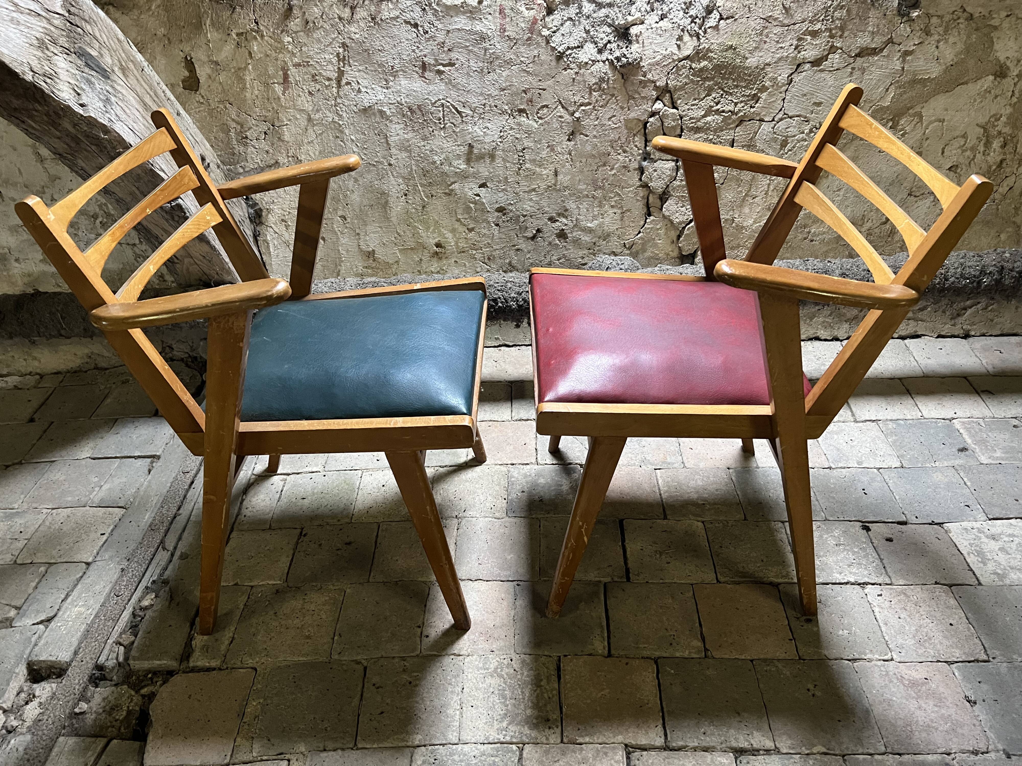 Pair of vintage modernist armchairs from the 50s