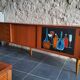 Vintage row with sliding doors and ceramic decoration