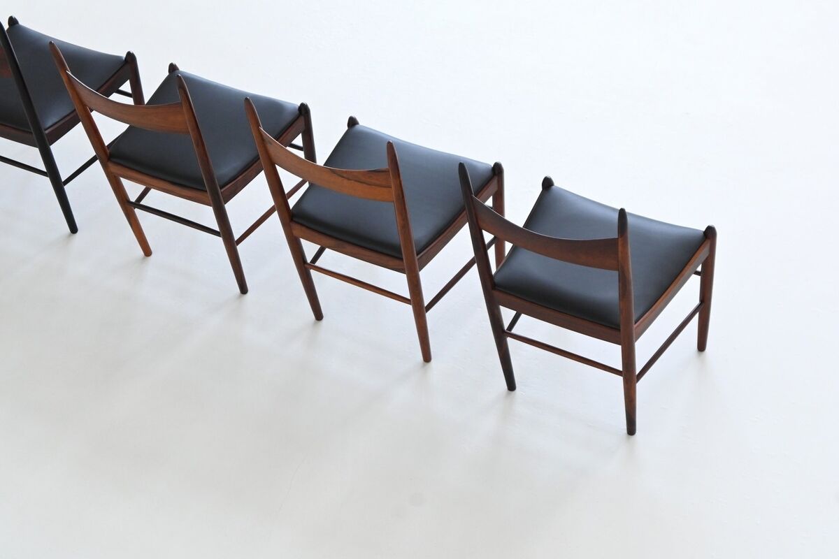 H. Vestervig Eriksen set of nine dining chairs rosewood Tromborg Denmark 1960