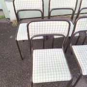Set of 12 vintage Danish metal and fabric chairs