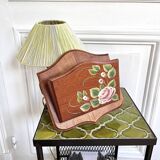 Porte courrier lettres en bois décor de roses