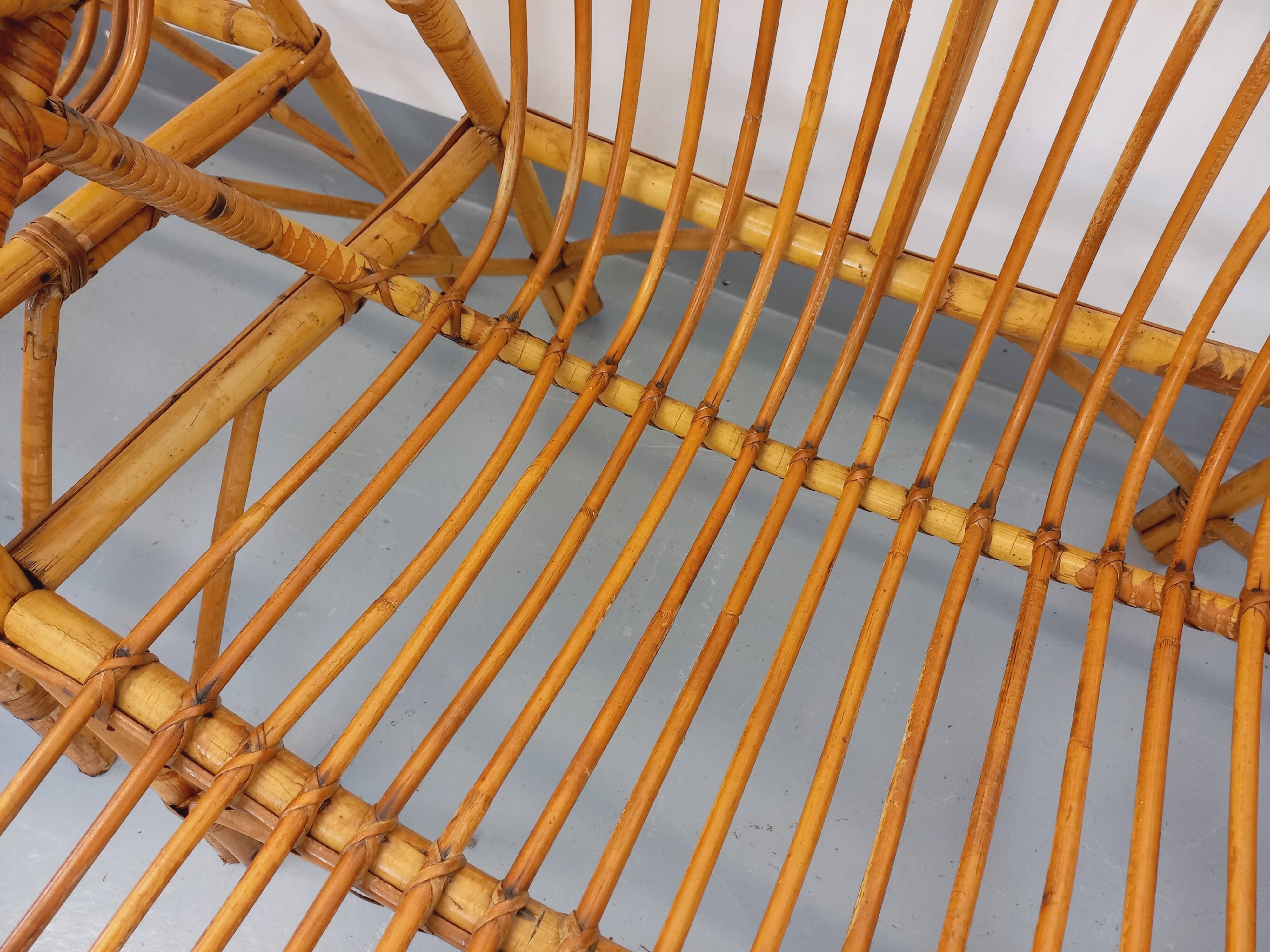 Set of 4 vintage rattan armchairs from the 60s