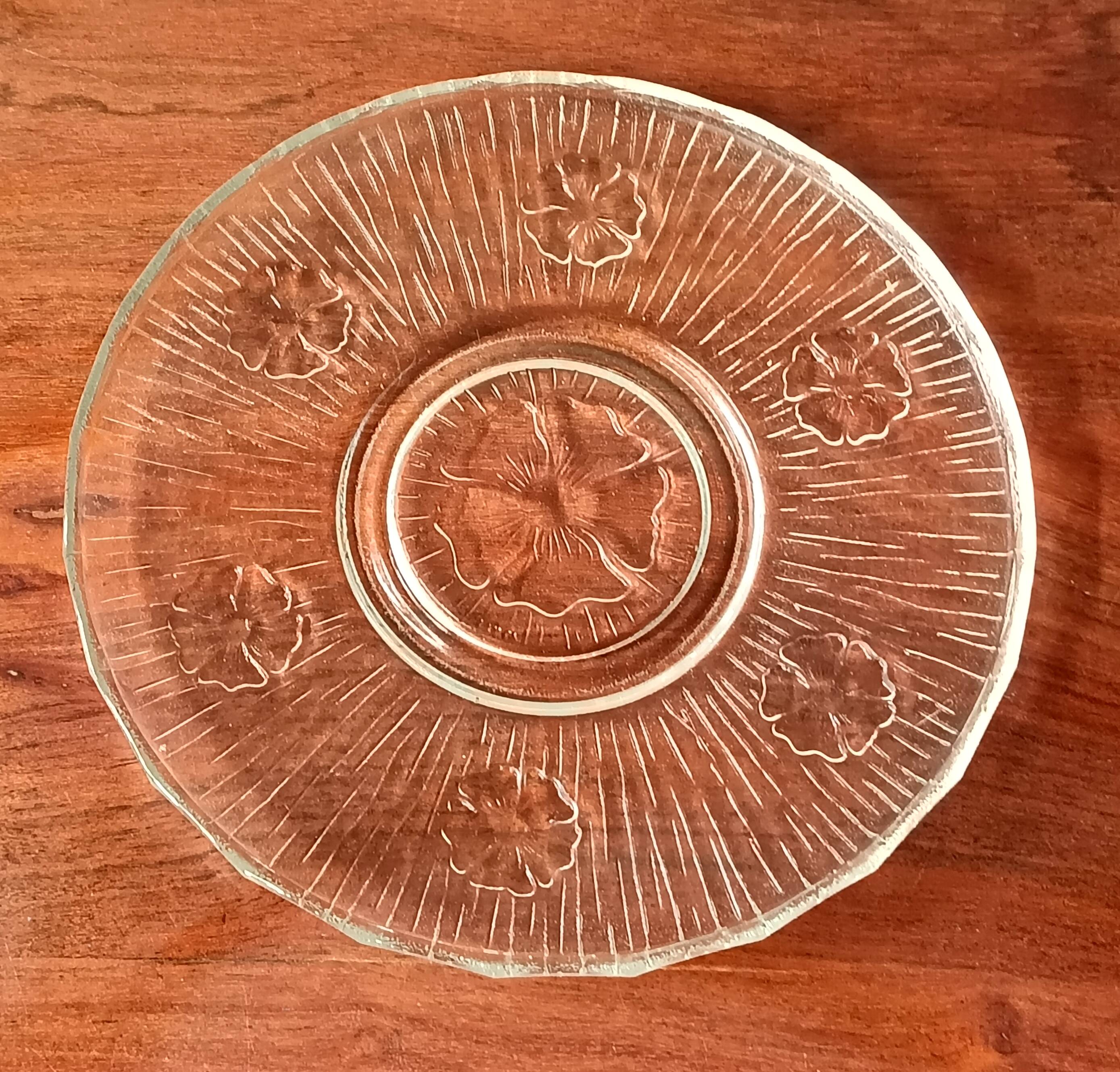 Cloche à fromage et son plateau, plat en verre transparent avec cloche,1960
