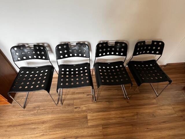 Set of 4 Black Omstak Chairs by Rodney Kinsman for Bieffeplast