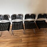 Set of 4 Black Omstak Chairs by Rodney Kinsman for Bieffeplast