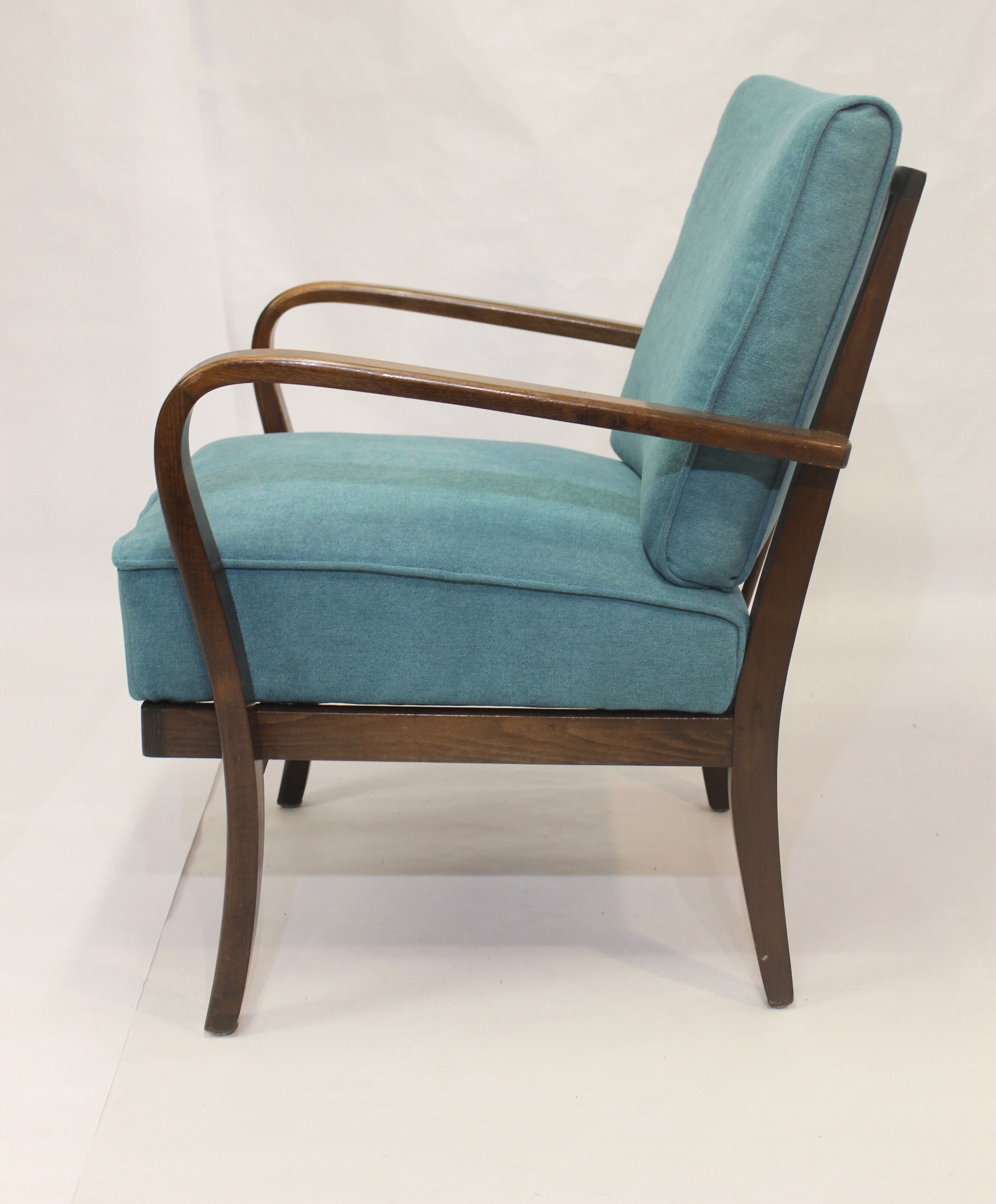 Art Deco curved wood armchair, 1950
