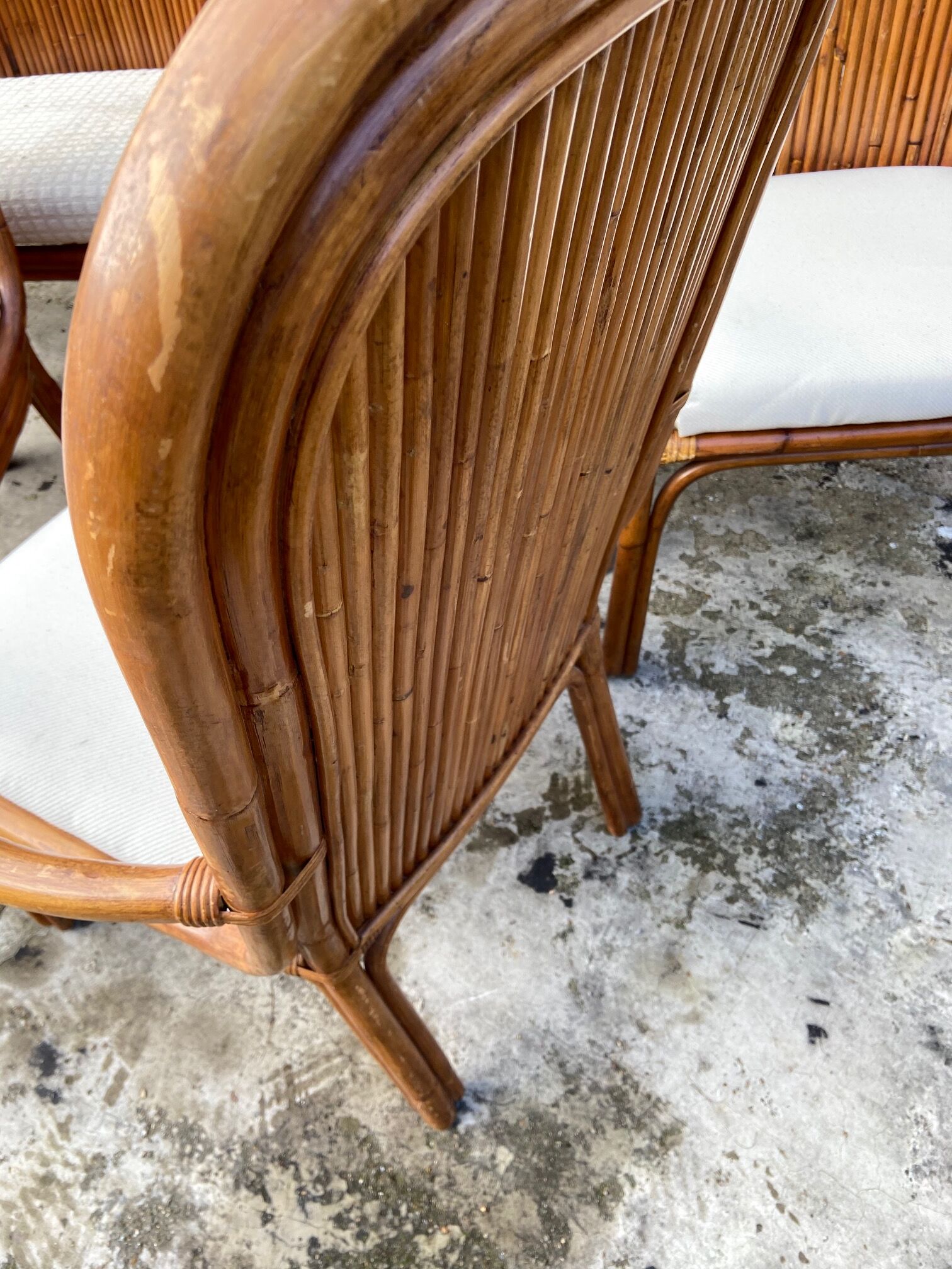 Suite of four chairs and two bamboo chairs