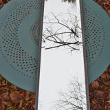 Mirror art deco 1930 in iron in beveled glass 125c32cm