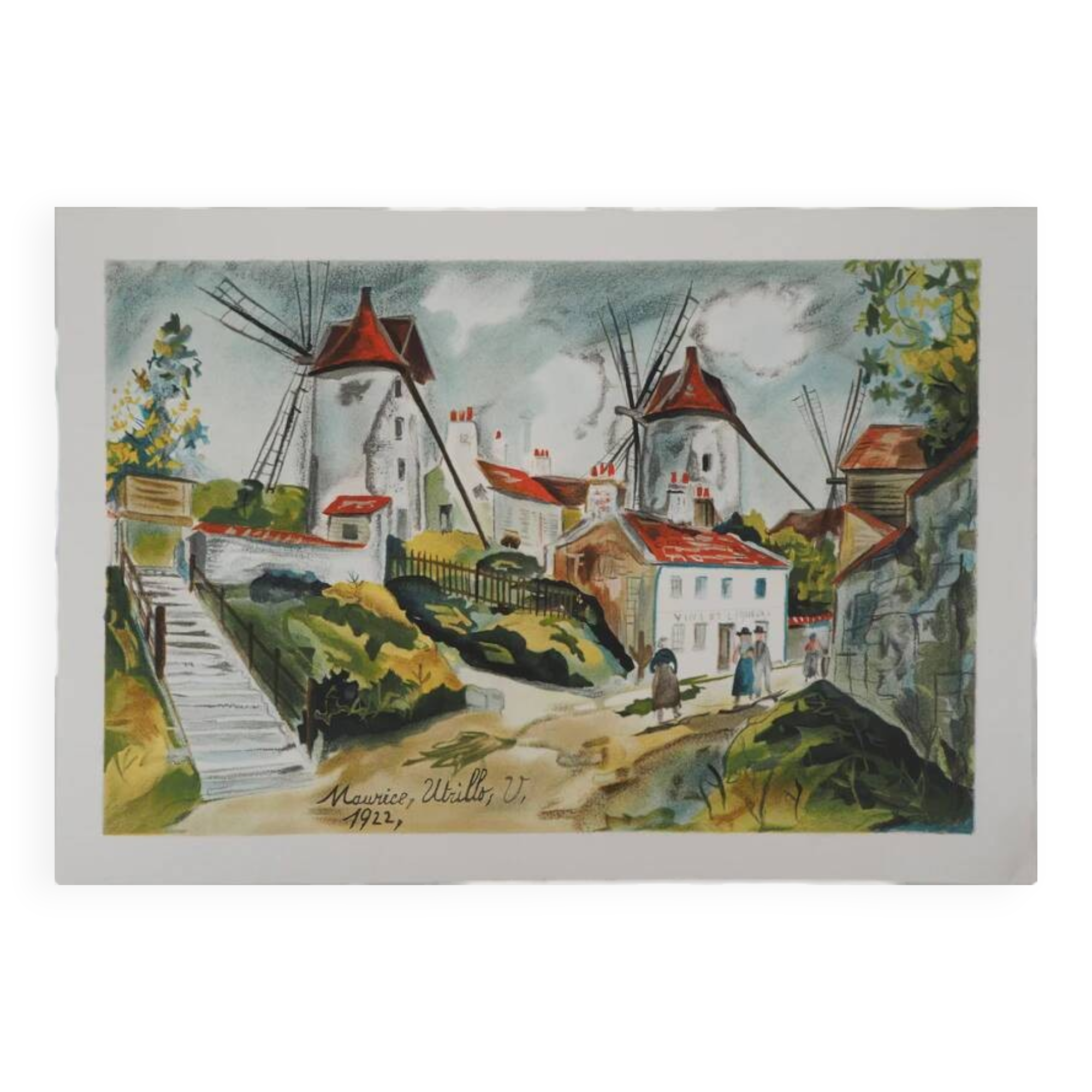 Maurice Utrillo: The Three Mills in Montmartre, signed lithograph